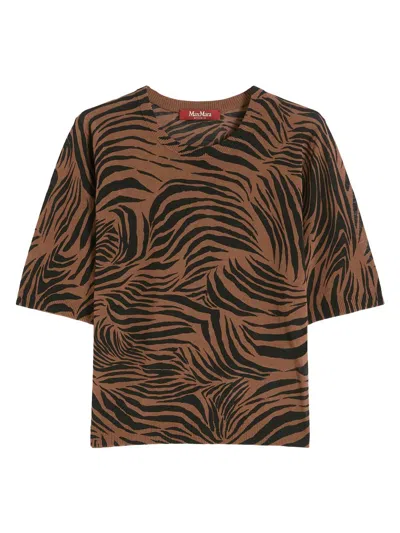 Max Mara Women's Cotton Blend Organza Yarn Sweater In Brown