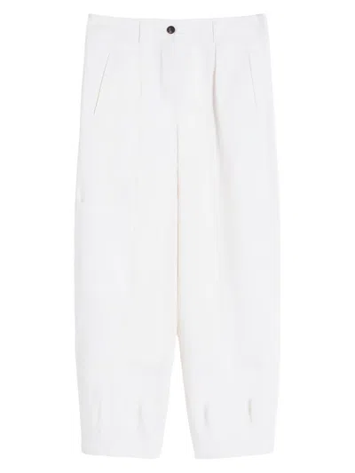 Max Mara Bautta Cotton Stretch Twill Cargo Ankle Pants In White