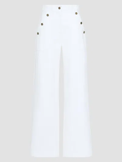 Max Mara Women's Cotton Bull Denim Wide Leg Trousers In White