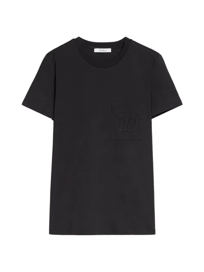 Max Mara Chest Pocket Crew Neck Short Sleeve Top In Black