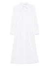 Max Mara White Maxi Dress With Classic Collar And Belted Waist