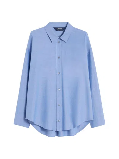 Max Mara Adele Cotton Button-up Shirt In Blue