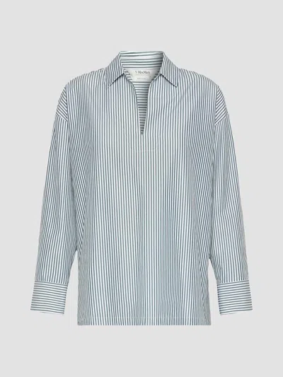 Max Mara Women's Cotton Poplin Blouse Shirt In Dark Green
