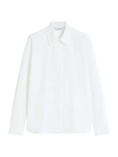 Max Mara Embroidered-logo Long-sleeve Shirt In White