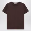 Max Mara Crew Neck Plain Short Sleeves In Brown