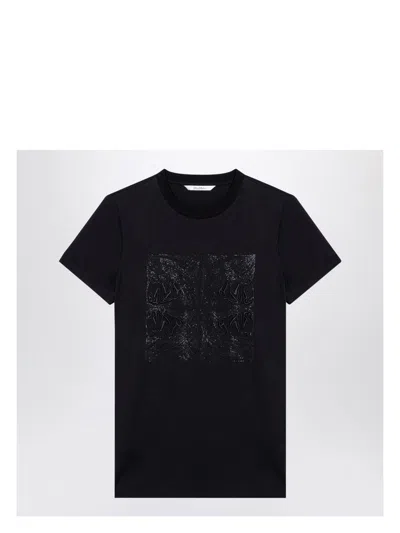 MAX MARA WOMEN'S COTTON T-SHIRT WITH LOGO EMBROIDERY