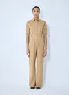 Max Mara Filippo Cotton Gabardine Jumpsuit In Cream