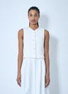 Max Mara Tailored Vest With V-neck And Tie Back In White