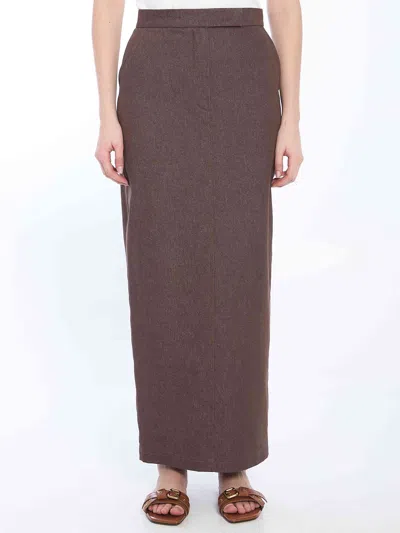Max Mara Women Cotton With Denim Effect Long Skirt In Brown