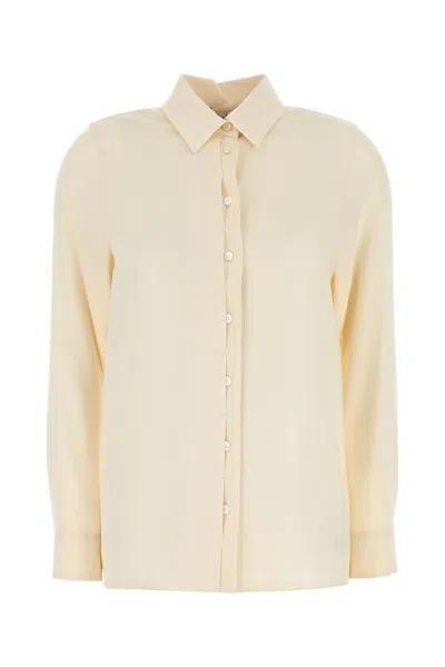 Max Mara Women Cream Stretch Silk Avion Shirt