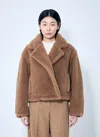 Max Mara Women Cropped Teddy Bear Icon Coat In Brown