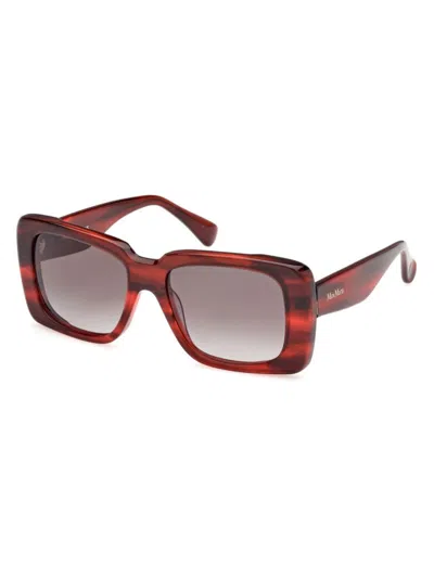 Max Mara Women's D107 53mm Rectangular Sunglasses In Red Gradient Smoke