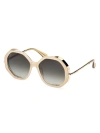 Max Mara Women's D107 55mm Geometric Sunglasses In Ivory Gold Gradient Green