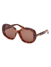 Max Mara Women's D107 55mm Round Sunglasses In Dark Havana Brown