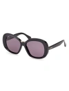 Max Mara Women's Shiny Black Edna Oversized Round Sunglasses In Shiny Black Purple