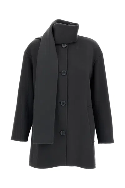 Max Mara Women Dark Grey Trench Coat In Black