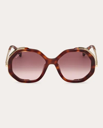 Max Mara Women's Dark Havana Liz Geometric Sunglasses In Brown