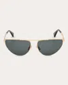 Max Mara Women's Deep Gold & Green Half-rim Cat-eye Sunglasses In Gold/emerald/emerald