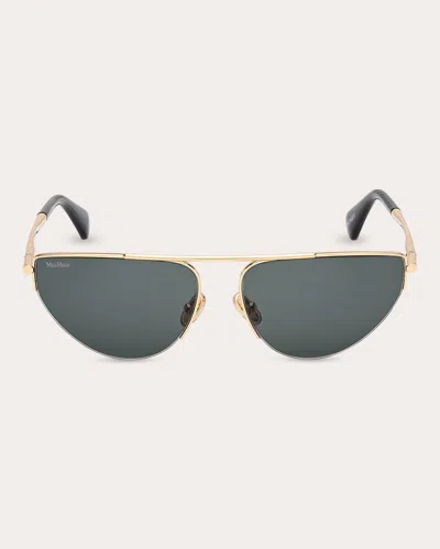 Max Mara Women's Deep Gold & Green Half-rim Cat-eye Sunglasses In Gold/emerald/emerald