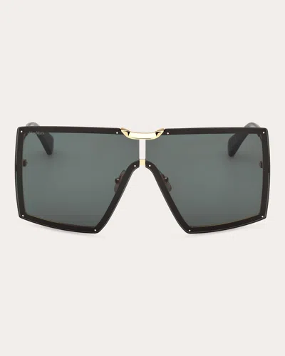 Max Mara Women's Deep Gold & Green Square Shield Sunglasses In Gold Black