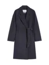 Max Mara Denim-effect Wool Coat In Blue