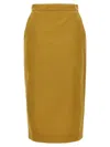 Max Mara Yellow Back Split Skirt In Gold