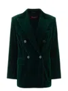 Max Mara Bottle Green Stretch Velvet Blazer