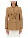 Max Mara Doublebreasted Longsleeved Blazer In Beige