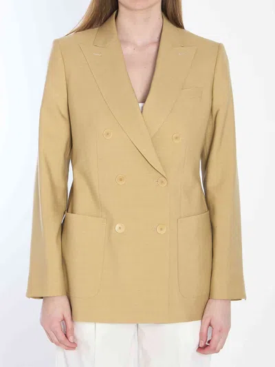 Max Mara Double-breasted Blazer In Beige