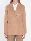 Max Mara Women Double-breasted Blazer In Camel In Brown