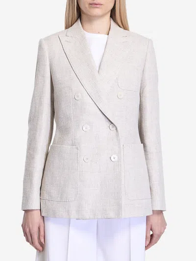 Max Mara Women Double-breasted Jacket In Beige