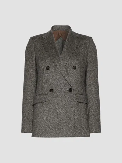 Max Mara Women's Double Breasted Jacquard Jersey Blazer In Camel
