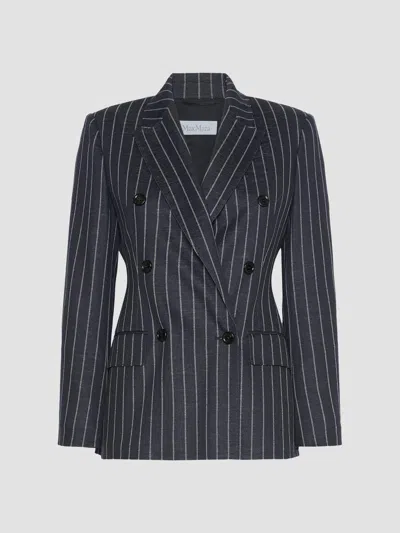 Max Mara Women's Double Breasted Pinstripe Jersey Blazer In Ultramarine