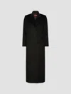 Max Mara Studio Double-breasted Virgin Wool Long Jacket In Black