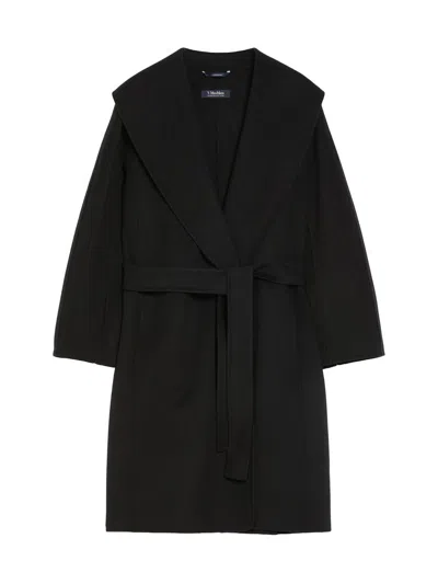Max Mara Women's Double Faced Wool Robe Coat In Black