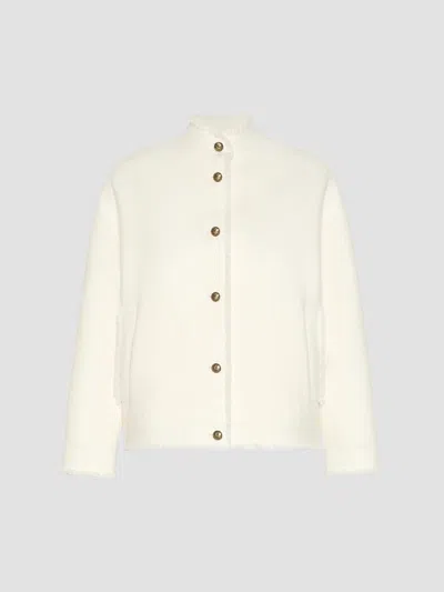 Max Mara Women's Double Jersey Wool Bomber Jacket In White