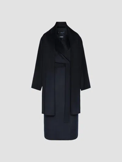 Max Mara Women's Double Wool And Cashmere Robe Coat In Midnight Blue