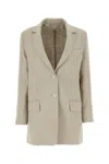Max Mara Single-breasted Sand Linen Jacket In Gray