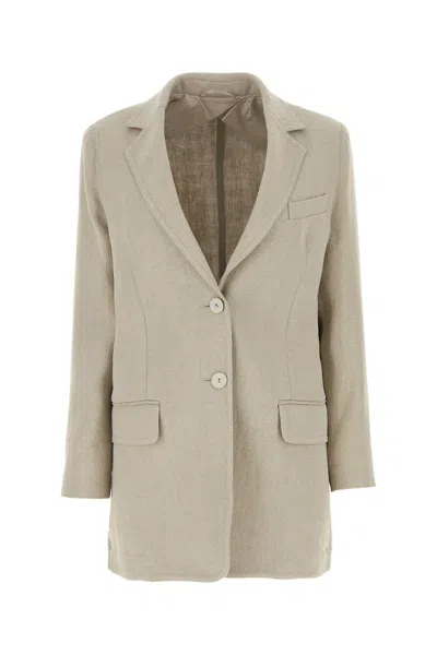 MAX MARA MAX MARA WOMEN DOVE GREY LINEN ADELCHI BLAZER