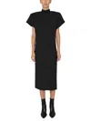 Max Mara Midi Dress With High Neck And Back Slit In Black