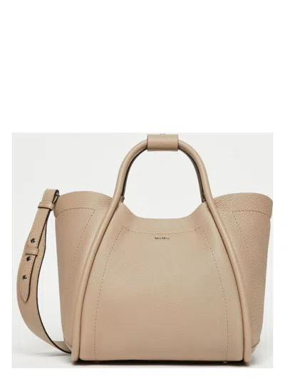 Max Mara Logo Plaque Top Handle Bag In Nude