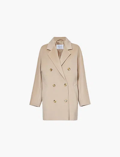 Max Mara Womens Ecru Rebus Notch-lapel Relaxed-fit Wool And Cashmere Coat In Ecru