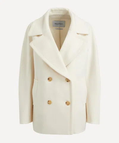 Max Mara Wool Cashmere Double-breasted Coat In White