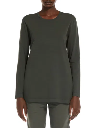 Max Mara Elegia Front Zip Knit Jacket In Dark Green