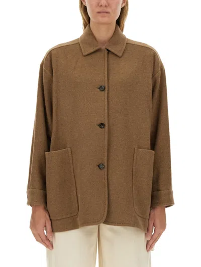 Max Mara Short Wool Coat In Brown