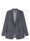 Max Mara Long-sleeved Wool Suit Coat In Grey