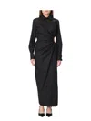 Max Mara Cotton Dress With Cut-out Design And Ruched Detail In Black