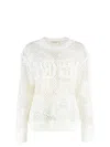 Max Mara Open-knit White Sweater With Textured Detail
