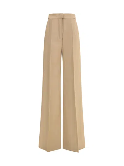 Max Mara Beige Fleece Wool Casual Pants In Neutral