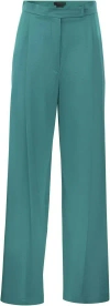 Max Mara Pianoforte Turquoise Satin Fiesta Wide-leg Pant In Green